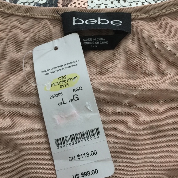 Bebe Rose Gold Stripped Sequin Dress - Picture 6 of 6